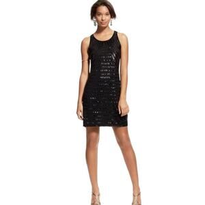 Calypso St. Barth Dress Raven Sequin Wool Knit Sleeveless Mini Party Black XS